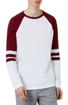 Men's Topman Panel Raglan Long Sleeve T-shirt - Burgundy