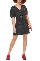 Women's Topshop Spotted O-ring Minidress Us (fits Like 14) - Black