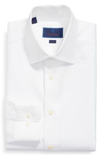 Men's David Donahue Trim Fit Solid Dress Shirt .5 - 34/35 - White