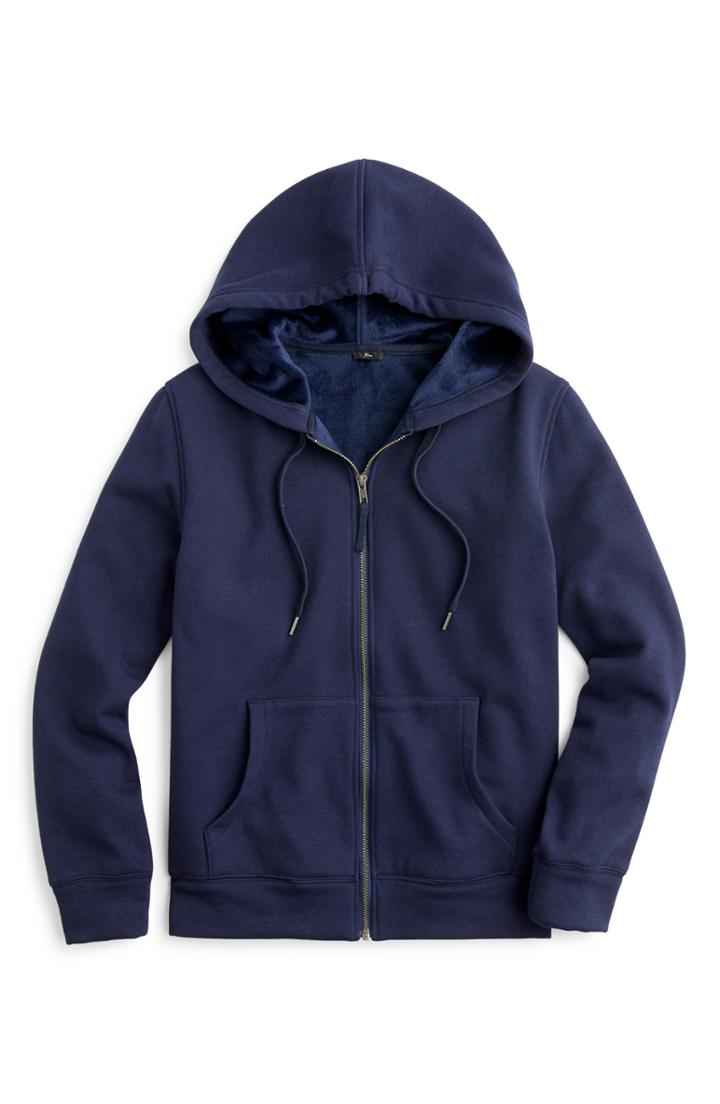 Women's J.crew Velour Lined Hoodie, Size - Blue