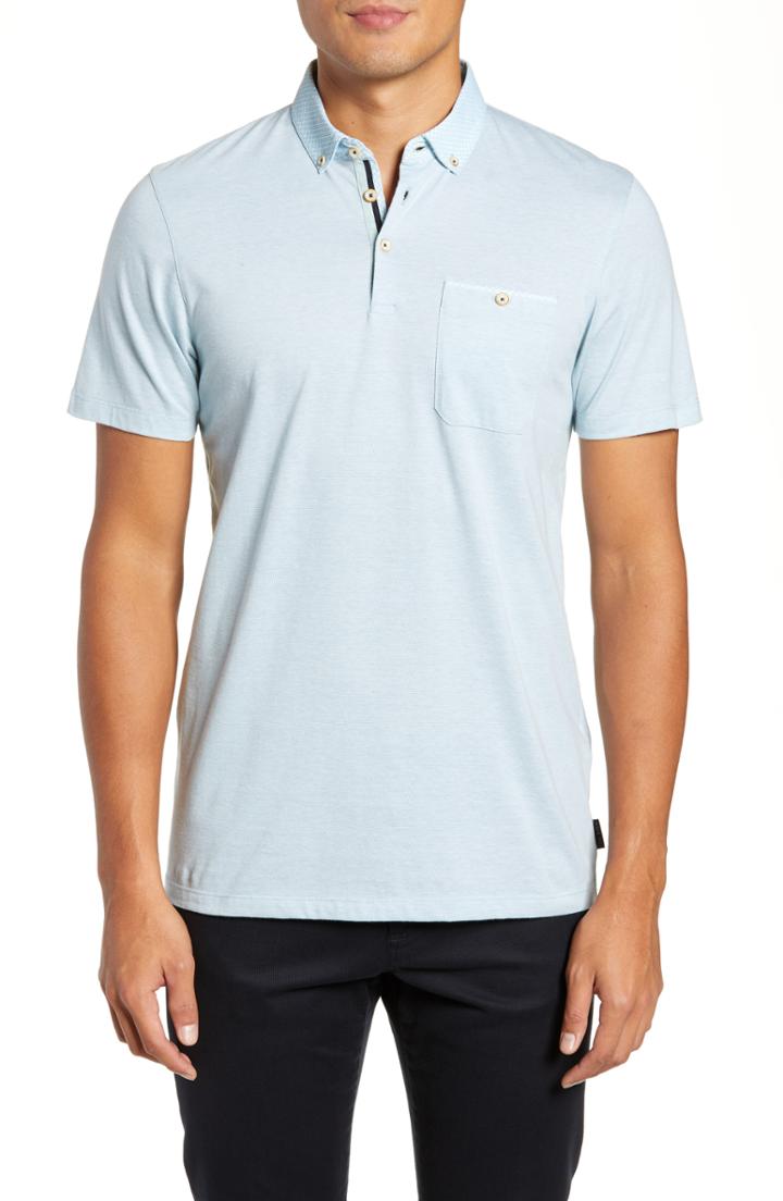 Men's Ted Baker London Igwan Slim Fit Short Sleeve Polo (l) - Blue