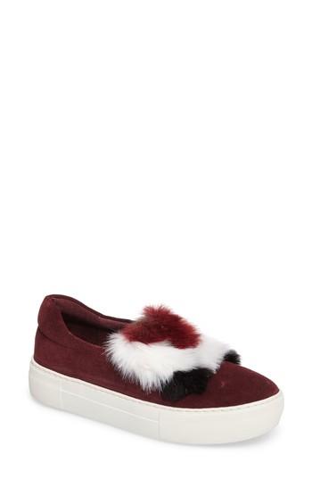 Women's Jslides Alexi Faux Fur Slip-on Sneaker M - Burgundy