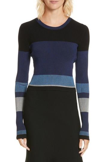 Women's Diane Von Furstenberg Cropped Plaited Pullover, Size - Blue