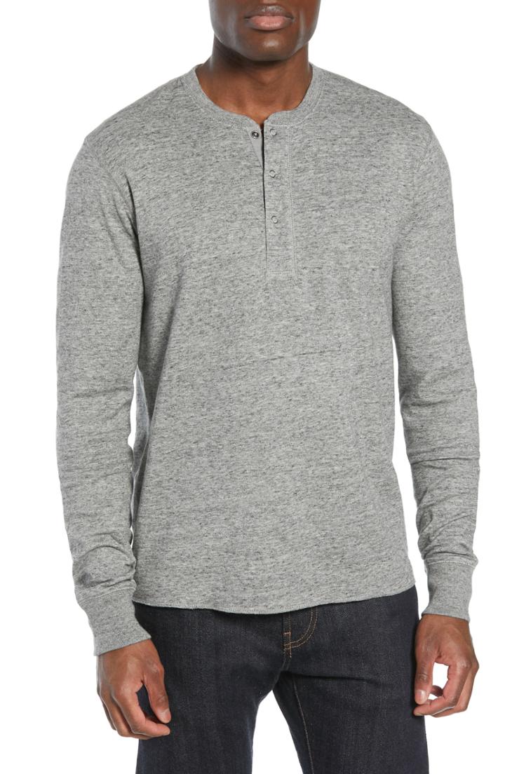 Men's J.crew Double Knit Henley - Grey