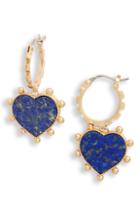 Women's Tory Burch Semiprecious Stone Inlay Heart Earrings