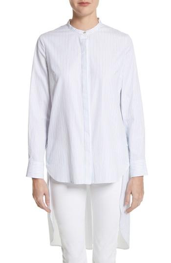 Women's Adam Lippes High/low Stripe Cotton Poplin Shirt - White