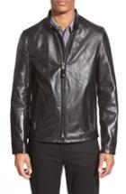 Men's Schott Nyc 'casual Cafe Racer' Slim Fit Leather Jacket, Size - Black