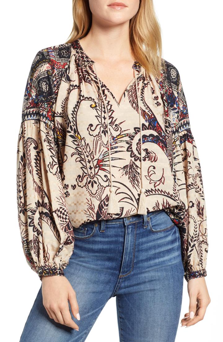 Women's Lucky Brand Mixed Print Top - Blue