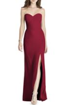 Women's After Six Strapless Crepe Trumpet Gown - Burgundy