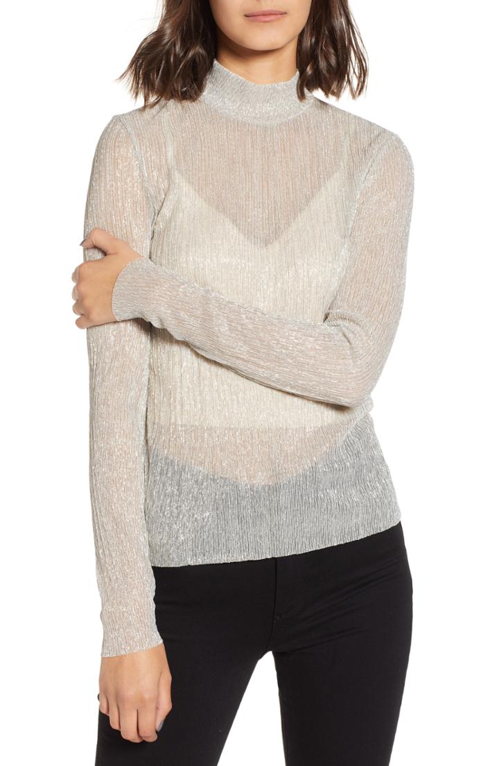 Women's Chelsea28 Metallic Turtleneck Sweater - Black