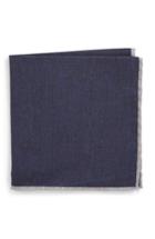 Men's Eleventy Solid Wool & Cotton Pocket Square, Size - Blue