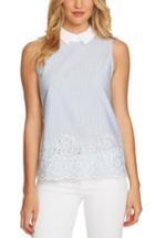 Women's Cece Yarn Dyed Collared Sleeveless Blouse - Blue