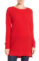 Women's Halogen High/low Wool & Cashmere Tunic Sweater - Red