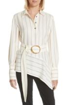 Women's Derek Lam 10 Crosby Asymmetrical Stripe Shirt - White