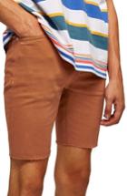 Men's Topman Skinny Fit Stretch Twill Cutoff Shorts - Orange
