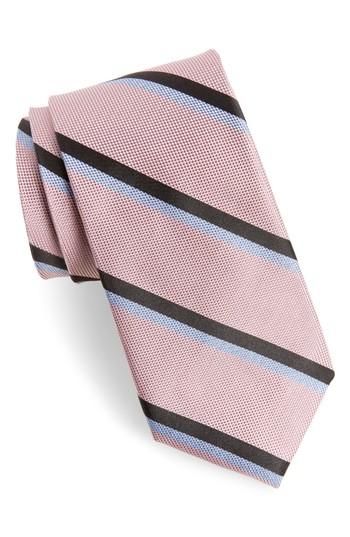 Men's Calibrate Miranda Stripe Silk Tie, Size - Pink