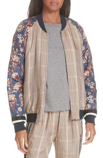 Women's 3.1 Phillip Lim Check & Floral Bomber Jacket - Metallic