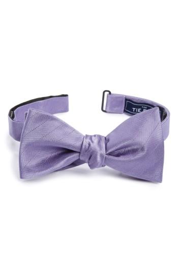 Men's The Tie Bar Herringbone Silk Bow Tie, Size - Purple