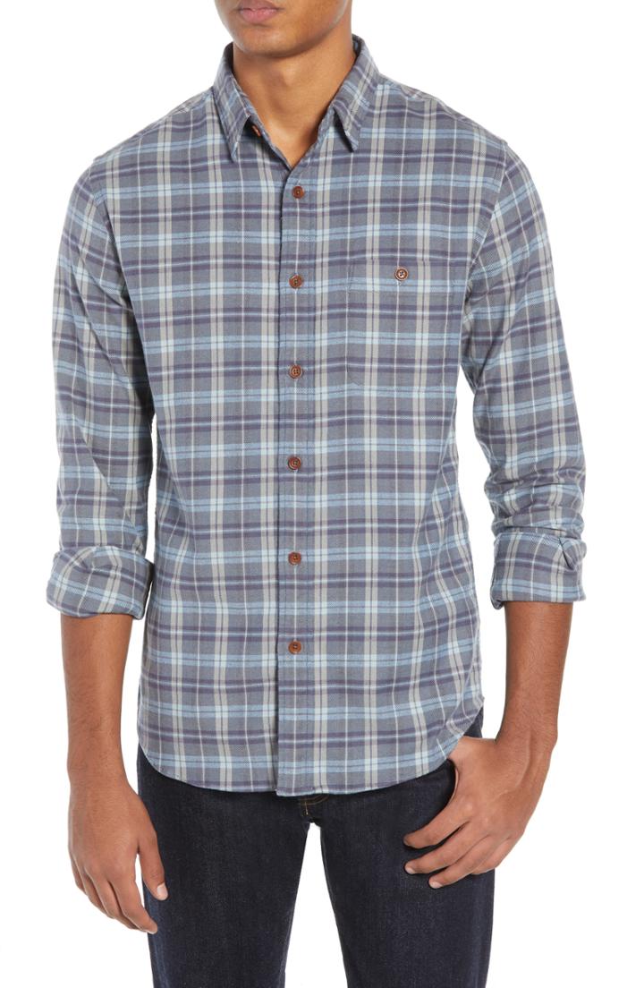 Men's Faherty Seaview Stretch Flannel Shirt - Blue