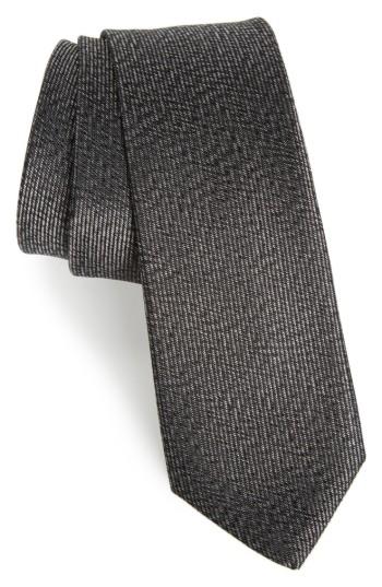 Men's Calibrate Heathered Solid Silk Tie, Size - Black