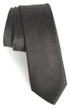 Men's Calibrate Heathered Solid Silk Tie, Size - Black
