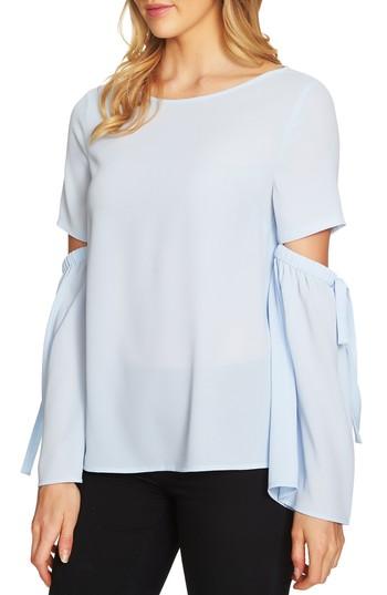 Women's Cece Split Cutout Sleeve Bow Top - Blue