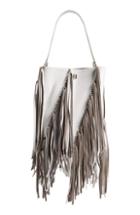 Proenza Schouler Medium Hex Fringe Calfskin Leather Bucket Bag - White