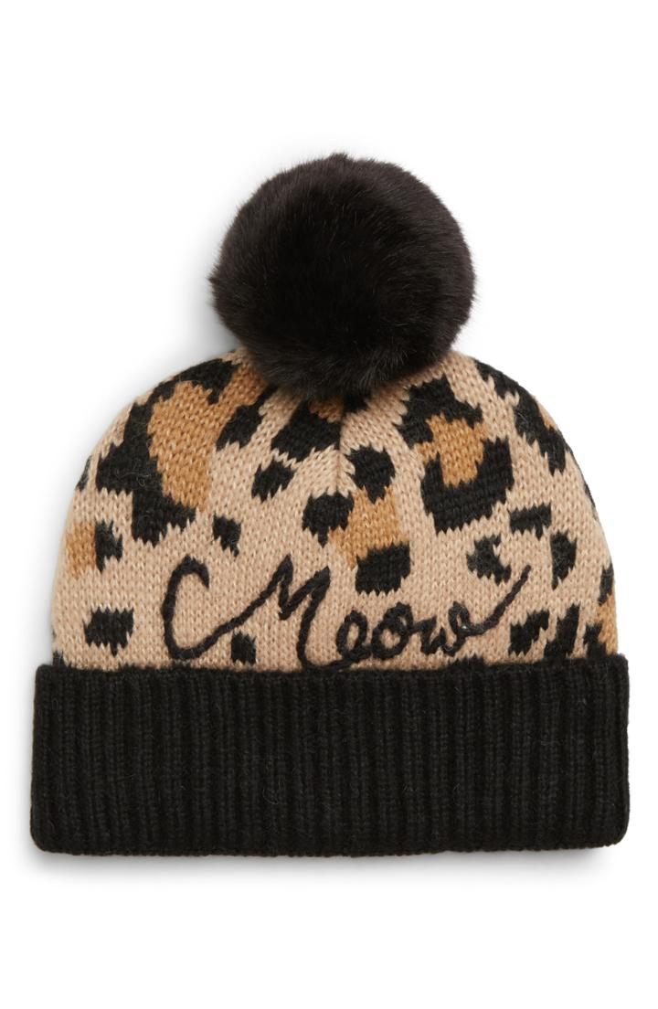 Women's Kate Spade New York Leopard Beanie - Beige