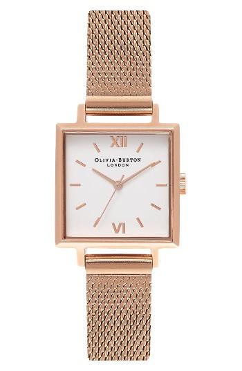 Women's Olivia Burton Midi Square Mesh Strap Watch, 22.5mm