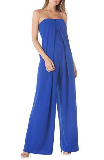 Women's Kay Unger Strapless Crepe Jumpsuit - Blue