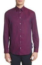 Men's Emporio Armani Textured Dot Print Sport Shirt - Burgundy