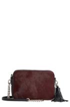 Nordstrom Ella Leather & Genuine Calf Hair Crossbody Bag - Burgundy