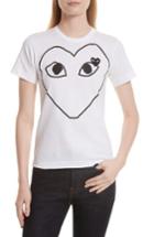 Women's Comme Des Garcons Play Outline Heart Tee - White