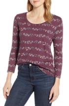 Women's Lucky Brand Floral Striped Top - Red
