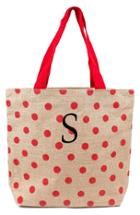 Cathy's Concepts Monogram Polka Dot Jute Tote - Red
