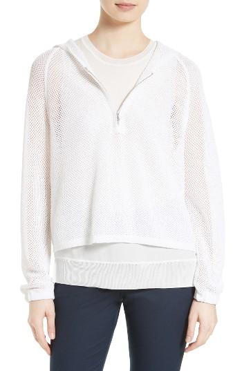 Women's Theory Hodina Linen Blend Mesh Hoodie