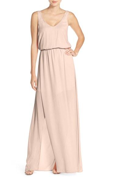 Women's Show Me Your Mumu Kendall Soft V-back A-line Gown - Beige