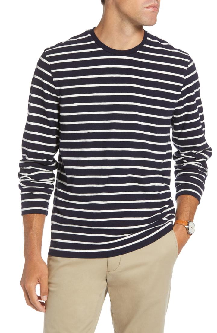Men's 1901 Stripe Long Sleeve T-shirt, Size - Blue