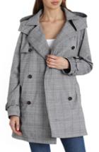 Women's Avec Les Filles Water Resistant Plaid Rain Coat - Grey
