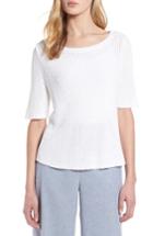 Women's Halogen Shaker Stitch Cotton Sweater, Size - White