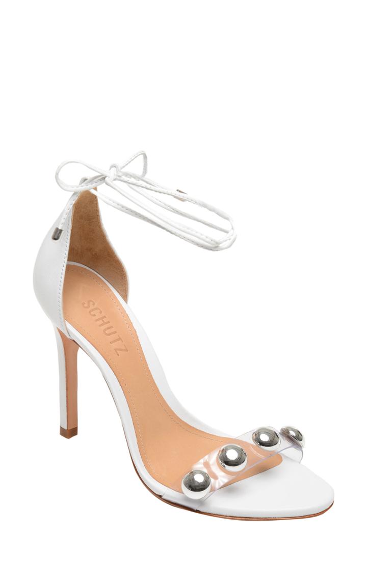 Women's Schutz Ramon Studded Wraparound Sandal M - White