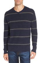 Men's Grayers Ardsley Stripe V-neck Sweater, Size - Blue