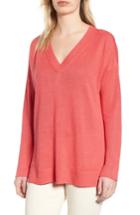 Petite Women's Eileen Fisher Organic Linen Sweater, Size P - Red