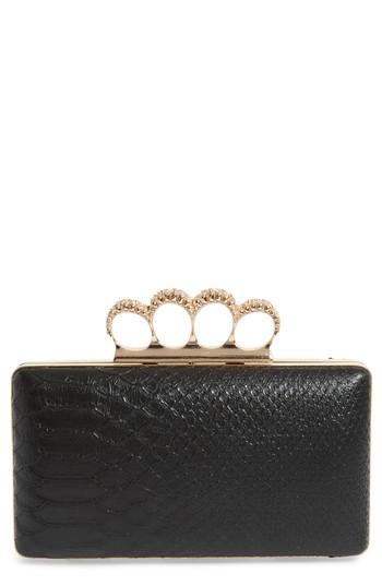 Natasha Couture Knuckle Box Clutch - Black