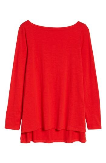 Women's Eileen Fisher Bateau Neck Top, Size - Red