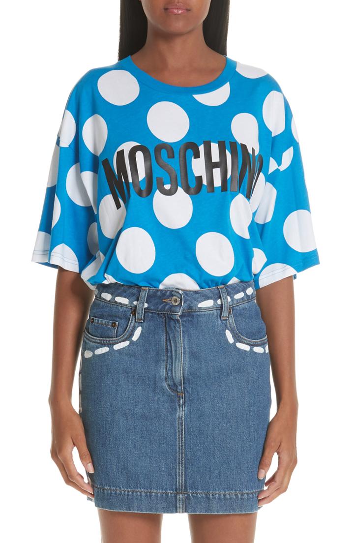 Women's Moschino Polka Dot Print Tee - Blue