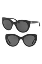 Women's Tory Burch 51mm Cat Eye Sunglasses - Black/ Silver