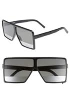 Women's Saint Laurent Betty 63mm Shield Sunglasses - Black