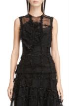 Women's Simone Rocha Ruched Flower Tinsel Check Sleeveless Tulle Top Us / 6 Uk - Black