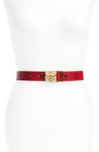 Women's Mcm Logo Buckle Reversible Belt, Size - Ruby Red